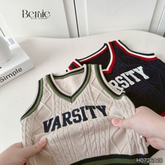 Áo gile len vặn thừng phong cách hàn quốc Varsity cho bé trai size 9 tới 25kg BERNIE H0726A18