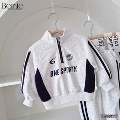 Set bộ thể thao bé trai áo hoodie tay dài cố phối dây kéo kèm quần dài BNE SPORTY 11 tới 28kg BERNIE T0526B17