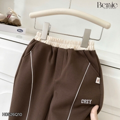 Quần dài nỉ thu đông phối viền phối màu thêu Cozy cho bé trai phong cách size 11 tới 28kg BERNIE H0526Q10