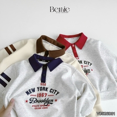 Set bộ polo thu đông cho bé trai áo polo tay dài phối sọc Brooklyn kèm quần dài size 9 tới 26kg BERNIE V0526B31
