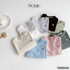Áo thun cổ tròn áo cotton bozip thu đông dài tay thêu cún nhiều màu cho bé trai bé gái size 9 đến 25kg BERNIE H0826A02