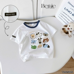 Set bộ tay ngắn áo thun cotton ngộ nghĩnh kèm quần short denim bé trai size 11 tới 25kg BERNIE T0925B05-T126