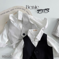 Set đồ vest gile dài công tử cổ V 3 chi tiết phong cách hàn quốc cho bé trai 1 đến 7 tuổi Bernie 0824B51