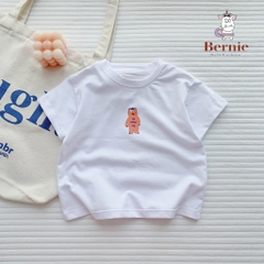 Áo phông cộc tay trơn cho bé trai bé gái unisex ngắn tay cotton màu trắng vàng 1 đến 7 tuổi BERNIE