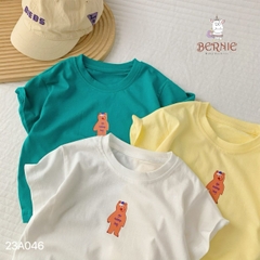 Áo phông cộc tay trơn cho bé trai bé gái unisex ngắn tay cotton màu trắng vàng 1 đến 7 tuổi BERNIE