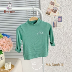 Áo phông cố lọ cao 3 phân dài tay basic cho bé trai bé gái thun cotton tăm 1 đến 7 tuổi BERNIE kids