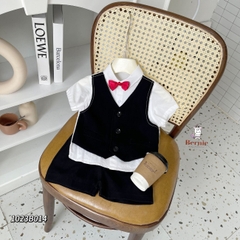 Bộ quần áo vest set sơ mi công tử bé trai đính nơ rời kèm quần short ngắn mặc sinh nhật đi chơi đi tiệc 1 đến 7 tuổi BERNIE