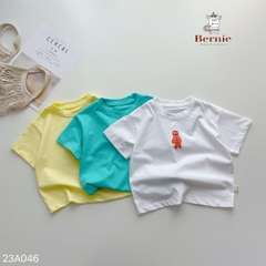 Áo phông cộc tay trơn cho bé trai bé gái unisex ngắn tay cotton màu trắng vàng 1 đến 7 tuổi BERNIE