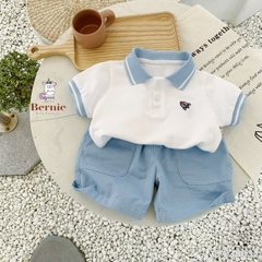 Đồ bộ ngắn tay polo cho bé trai áo thun polo kèm quần short thêu tên lửa BERNIE 0723B032