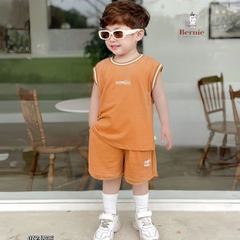 Set bộ thun ba lỗ phối viền cổ và tay Iconicboy kết hợp quần ngắn cho bé trai phong cách thể thao size 1 đến 7 tuổi BERNIE 0124B06