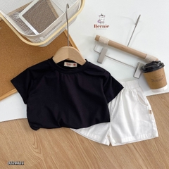 Áo phông trơn basic ngắn tay unisex cho bé trai bé gái cotton 4 chiều nhiều màu Bernie 1 đến 7 tuổi