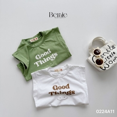 Áo thun ngắn tay ba lỗ sát nách dáng tank top hàn quốc BERNIE in chữ Good  things BERNIE 0224A11 phong cách hàn quốc cho bé từ 1 đến 7 tuổi
