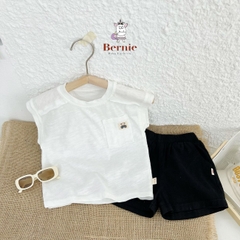 Bộ quần áo thun tanktop ba lỗ kèm quần kaki ngắn cho bé trai phong cách hàn quốc 1 tới 7 tuổi BERNIE