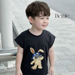 Áo thun ba lỗ sát nách dáng tank top hàn quốc in thỏ cho bé trai bé gái từ 1 đến 7t BERNIE 0324A15