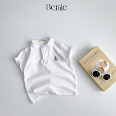 Áo thun tay raplang màu trắng chất cotton cho bé trai bé gái đi học đi chơi 1 tới 7t BERNIE 0624A03