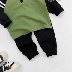 Set bộ thun polo dài tay raplang chất polo cá sấu họa tiết thêu cho bé trai 1 đến 7 tuổi BERNIE 0724B30