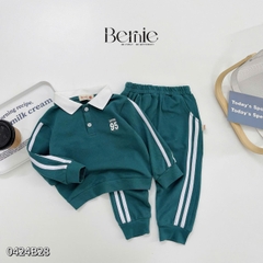Set bộ thun dài tay raplang cotton da cá họa tiết in chữ thể thao cho bé trai 1 đến 7 tuổi BERNIE 0424B27