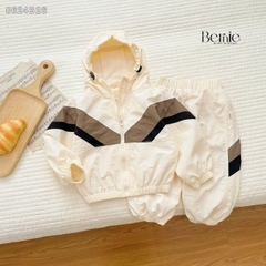 Set bộ gió dài tay thể thao sơ mi phối màu phong cách hàn quốc cho bé trai size 1 đến 7 tuổi BERNIE 0624B26