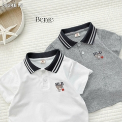  Set bộ thun polo cổ dệt tay ngắn cho bé trai họa tiết in chữ kèm quần short kaki size 1 đến 7 tuổi BERNIE 0824B15