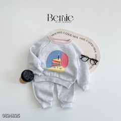 Set bộ thun dài tay nỉ bông họa tiết sinh nhật dễ thương cho bé gái từ 9kg tới 25kg BERNIE KIDS 0824B25