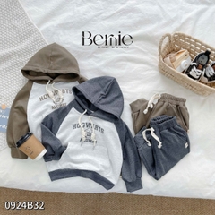 Set bộ thun dài tay thu đông cho bé trai bé gái dáng hoodie có mũ Bernie kids 1 đến 7 tuổi 0924B32