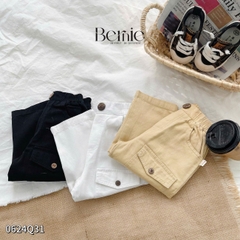 Quần kaki dài bé trai phối túi hộp đính cúc nhiều màu bé trai đi học đi chơi 1đến 7t BERNIE 0624Q32