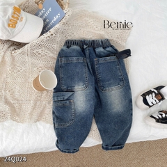 Quần dài quần denim túi hộp phong cách cho bé trai phong cách sành điệu 1 đến 7 tuổi BERNIE 24Q024