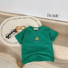 áo phông ngắn tay trơn cho bé trai bé gái, áo thun ngắn tay cotton màu trắng vàng xanh đen cam 1 đến 6 tuổi BERNIE 0424A11