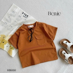 áo phông ngắn tay trơn cho bé trai bé gái, áo thun ngắn tay cotton màu trắng xanh nâu đen 1 đến 6 tuổi BERNIE 0424A14