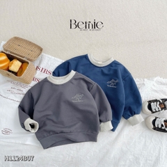 Set dài bé trai thể thao tay dài phối màu chất da cá họa tiết thêu gấu size 1 đến 7 tuổi BERNIE H1124B07