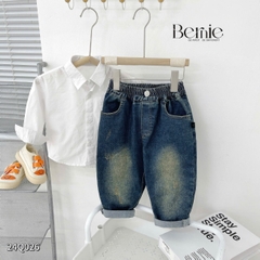 Quần dài quần denim phối túi, Wax phong cách cho bé trai phong cách sành điệu 1 đến 7 tuổi BERNIE 24Q026