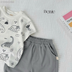 Set bộ thun cotton họa tiết khủng long phong cách hàn quốc cho bé trai 1 đến 7 tuổi BERNIE H1024B39