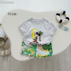 Set bộ thun tay ngắn set đi biển họa tiết Snoopy cho bé trai áo thun cotton quần đũi mềm mại size 1 đến 7 tuổi BERNIE 0124B43