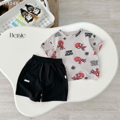 Set bộ siêu nhân Super hero tay ngắn cho bé trai kèm quần short size 9 tới 28kg  BERNIE H1124B40