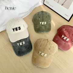 Mũ lưỡi trai unisex cho bé trai bé gái chất jean loang đính chữ Yes phong cách Hàn quốc 49-53cm bé 2 đến 6 tuổi BERNIE 