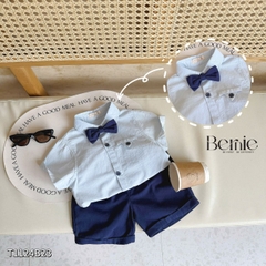 Set sơ mi bé trai công tử kèm nơ cho bé thôi nôi sinh nhật sự kiện size 9 tới 28kg BERNIE T1124B23