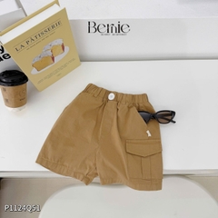 Quần short quần kaki đùi phối túi hộp 1 bên cho bé trai đi chơi đi học size 9 tới 28kg BERNIE P1124Q51