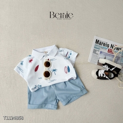  Set bộ polo tay ngắn cho bé trai họa tiết biển xanh kèm quần short size 1 đến 7 tuổi BERNIE T1124B58