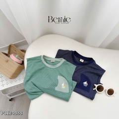 Set bộ tanktop kẻ ngang cho bé trai áo thun túi cách điệu kèm quần short 9 đến 25kg BERNIE P1124B88