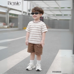 Đồ bộ cộc họa tiết kẻ ngang kèm quần kaki túi hộp cho bé trai size từ 9đến 24kg BERNIE KIDS P0125B23