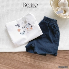 Set bộ tanktop cho bé trai áo thun tanktop họa tiết hình in cute kèm quần short jean 9kg đến 28kg BERNIE P0225B21
