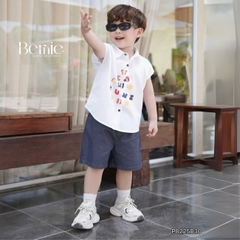 Set bộ tanktop cho bé trai áo sơ mi tanktop họa tiết hình in và chữ cute kèm quần short jean 9kg đến 28kg BERNIE P0225B30