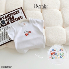 Áo thun tay ngắn unisex cho bé trai bé gái họa tiết in chữ Độc lập - Tự do size 9 tới 25kg BERNIE H0425A57