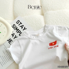 Áo thun tay ngắn unisex cho bé trai bé gái họa tiết in chữ Độc lập - Tự do size 9 tới 25kg BERNIE H0425A57