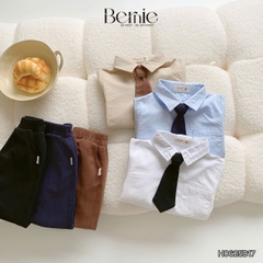 Set bộ sơ mi dài tay áo sơ mi kèm quần kaki dài phối cà vạt cho bé trai Classic Boy 9 đến 28kg BERNIE H0625B17