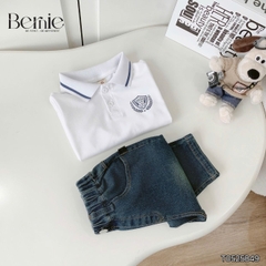 Set bộ polo tay dài chất polo cá sấu họa tiết huy hiệu cho bé trai size 1 đến 7 tuổi BERNIE 0724B34