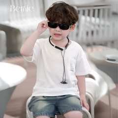 Áo thun cho bé trai tay ngắn phối túi ngực họa tiết khủng long size 9 tới 28kg BERNIE T0725A56
