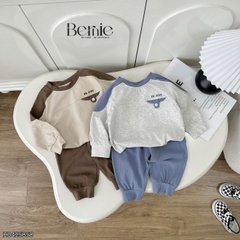 Set bộ tay dài cho bé trai tay áo phối màu họa tiết thêu BERNIE kèm quần dài 1 đến 7 tuổi H0425B58