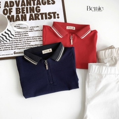 Set bộ polo tay ngắn cổ bo dệt khóa kéo kèm quần short cho bé trai size 1 đến 7 tuổi BERNIE H0725B59