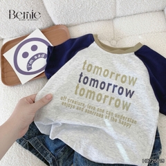 Set bộ tay ngắn raplang phối màu áo thun họa tiết Tomorrow và quần short jean bé trai 1 đến 7 tuổi BERNIE H0725B19